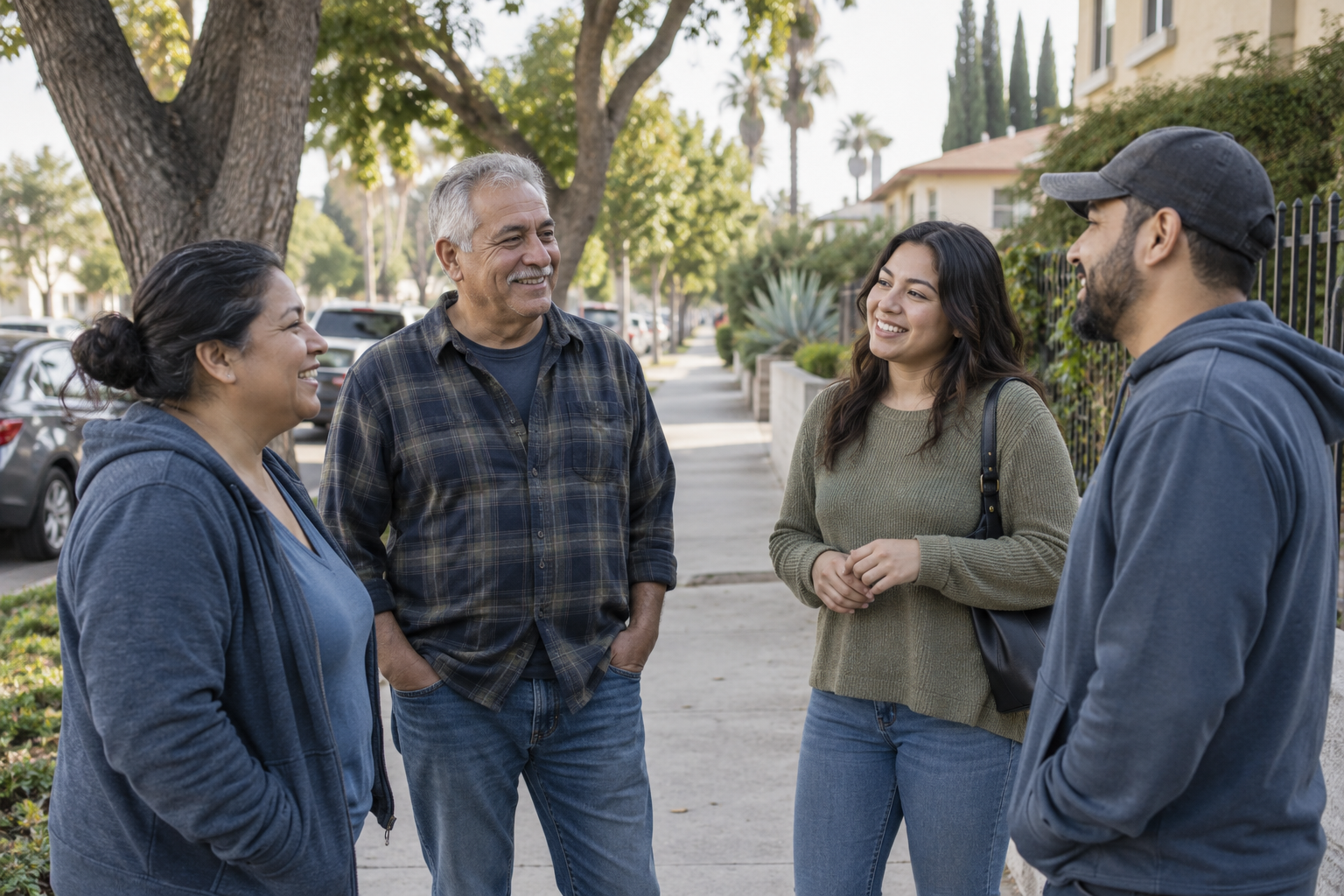 Illustrative scene of neighbors together in a local community