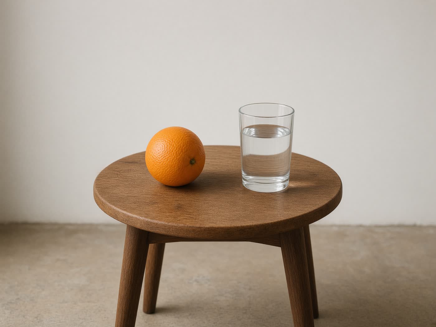 A glucose meter and a glass of water on a wooden table.