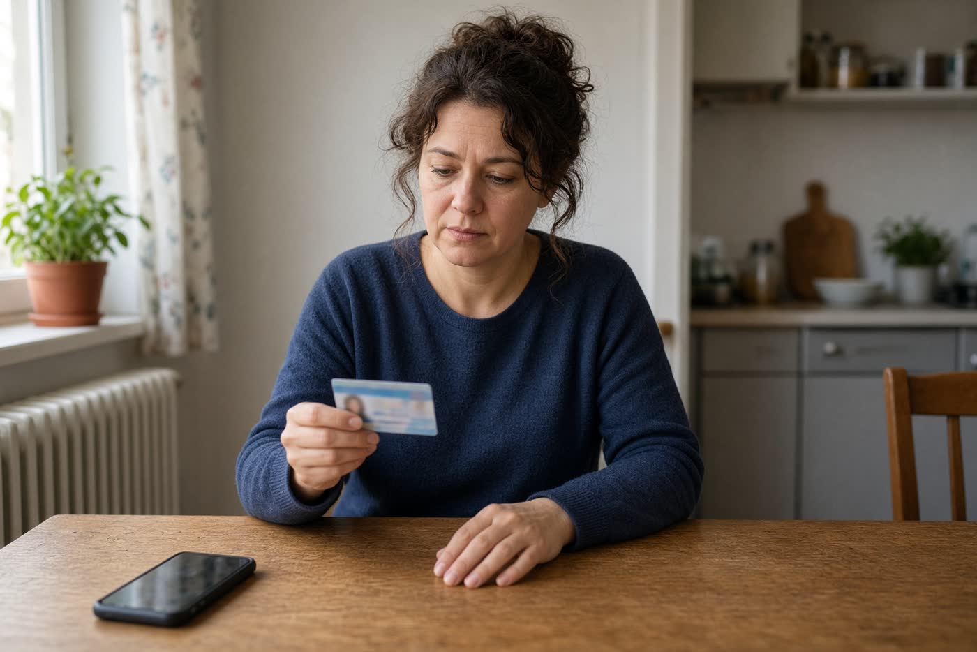 Hands beside a blank card turned face down.